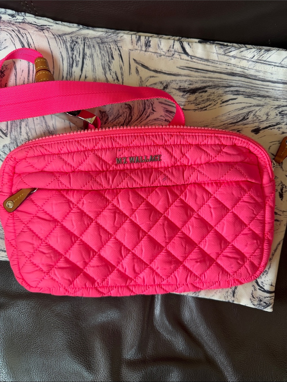 MZ Wallace Neon Pink Quilted Crossbody Bag